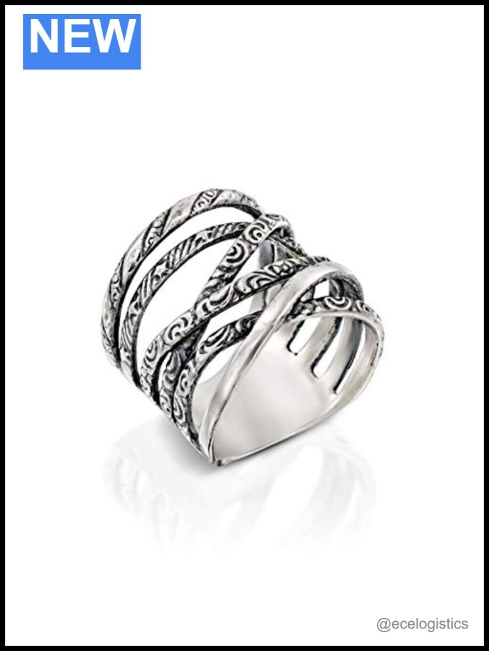 Silver Plated Brass Chunky Boho Statement Ring